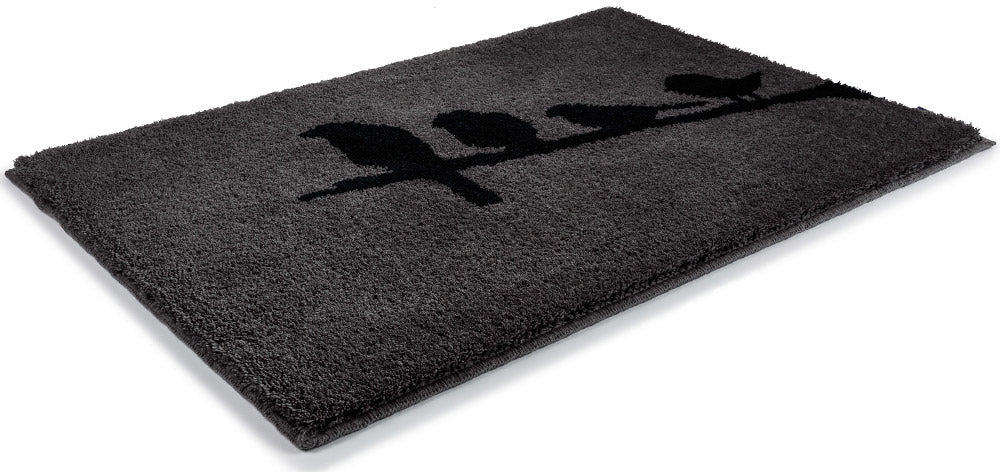Rhomtuft Bird Badteppich nach Maß, Zinn/Schwarz: Individuell gefertigter Teppich für Ihr Bad.