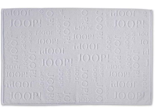 Moderner, saugfähiger und pflegeleichter Badvorleger von Joop Repeat aus Baumwolle, Farbe Silber Grau.