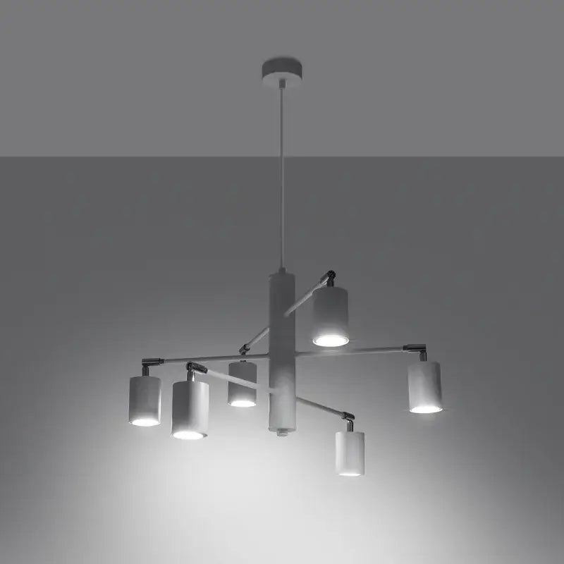 Minimalistische weiße Pendelleuchte im Spot-Design mit klarer, moderner Linienführung