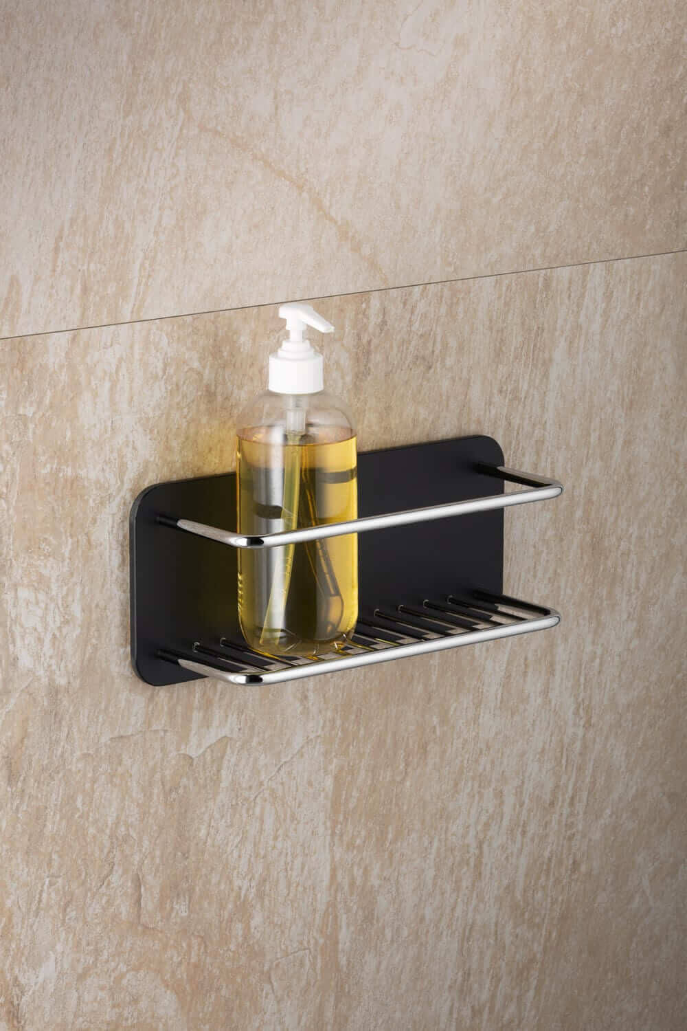 Giese Moderne schwarze Duschablage/Duschkorb zum Kleben: Praktische, moderne Ablage für Ihre Dusche.