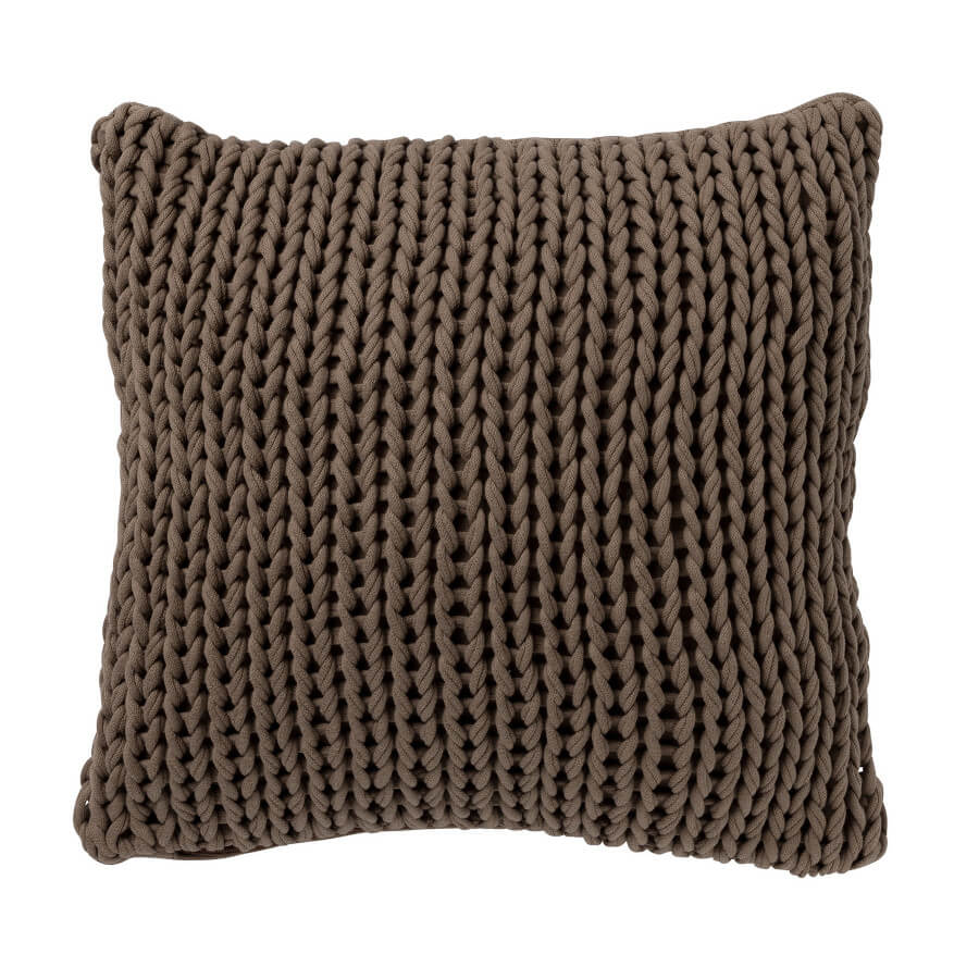 Strick-Kissenbezug 50x50cm Elba Strickmuster Dekokissen Braun: Warmer Kissenbezug in natürlichem Braunton.