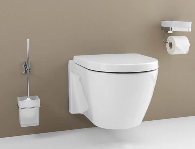 Hochwertige Toilettengarnitur Gifix 21 von Giese mit satinierter Glasablage zur Wandbefestigung: Stilvolle Sauberkeit für Ihr WC – diese Toilettengarnitur von Giese ist ein elegantes Accessoire.
