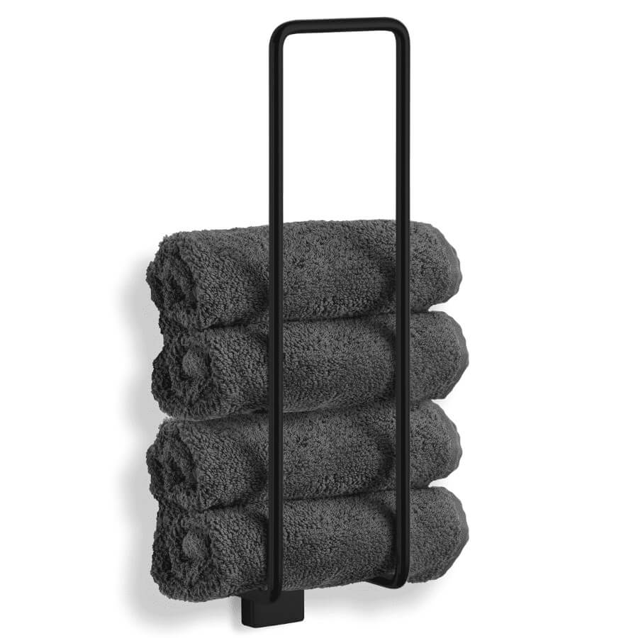 Wand-Gästehandtuchhalter zum Kleben in Schwarz: Der Gästehandtuchhalter "Gifis-21" von Giese in Schwarz zum Kleben ist ein praktisches Badaccessoire.