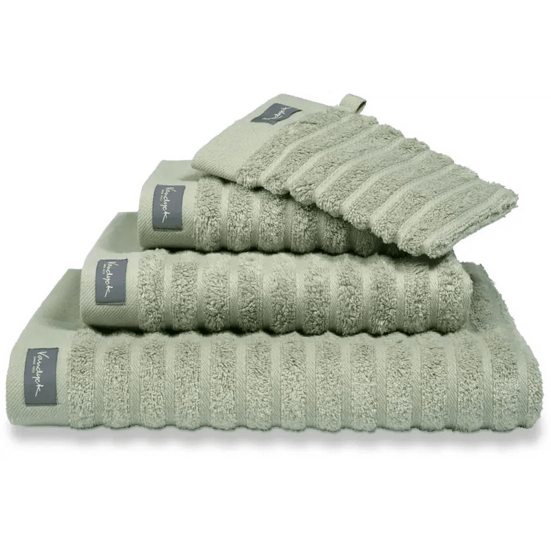 Vandyck Home Wave Handtuch – 100% Baumwolle, 550 g/m² – smokegrün / 2er Set Gästehandtuch 40 x 60 cm