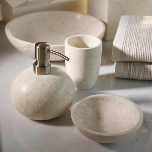 Aquanova Luxor Badaccessoires-Set aus edlem Marmor: Luxuriöses Set für ein stilvolles Badezimmer.