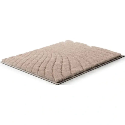 Badezimmermatte Caffi in Beige – Hochflor-Badteppich, rutschhemmend