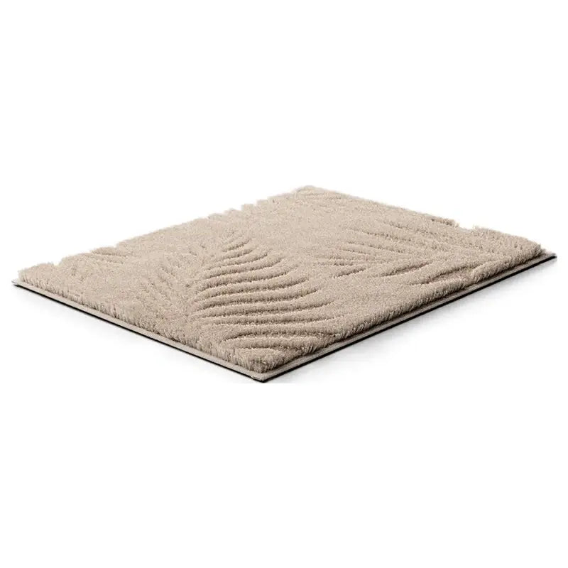 Badezimmermatte Ferya in Beige – weiche Badematte mit Palmen-Hoch-Tief-Muster