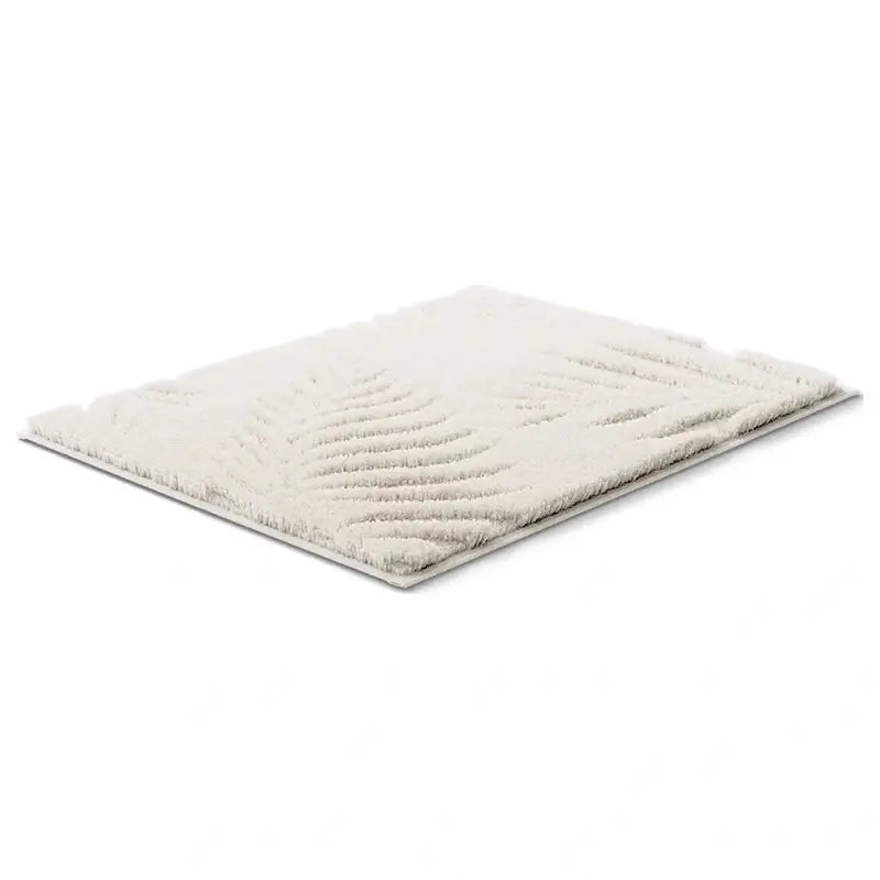 Badezimmerteppich Ferya in Natur – Hochflor-Badematte mit Palmenmuster