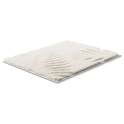 Badezimmerteppich Ferya in Natur – Hochflor-Badematte mit Palmenmuster