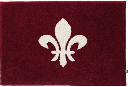 Badezimmerteppich Lilie von Rhomtuft in Bordeaux-Ecru, hochwertiger Teppich mit elegantem Muster.