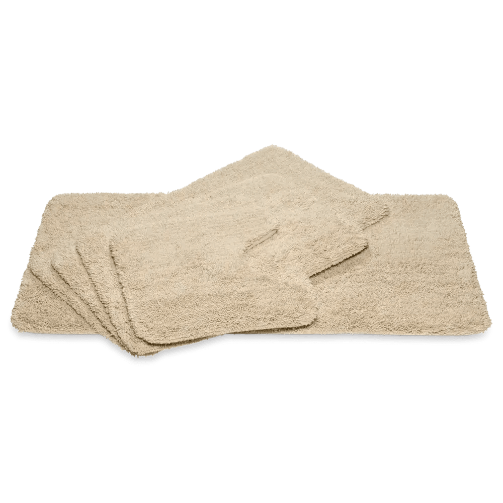 Badematte Houston in Desert Beige von Vandyck mit rutschfester Unterseite für sicheren Halt im Badezimmer.