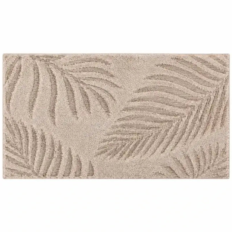 Badteppich Ferya in Beige – weiche Badematte mit Palmenmuster im Hoch-Tief-Effekt