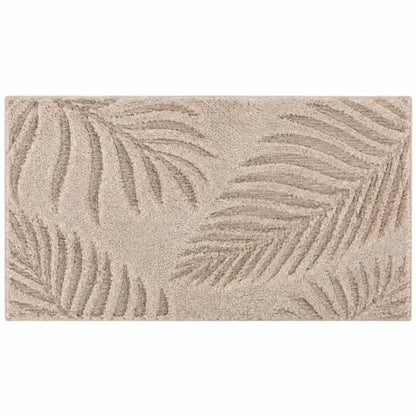Badteppich Ferya in Beige – weiche Badematte mit Palmenmuster im Hoch-Tief-Effekt