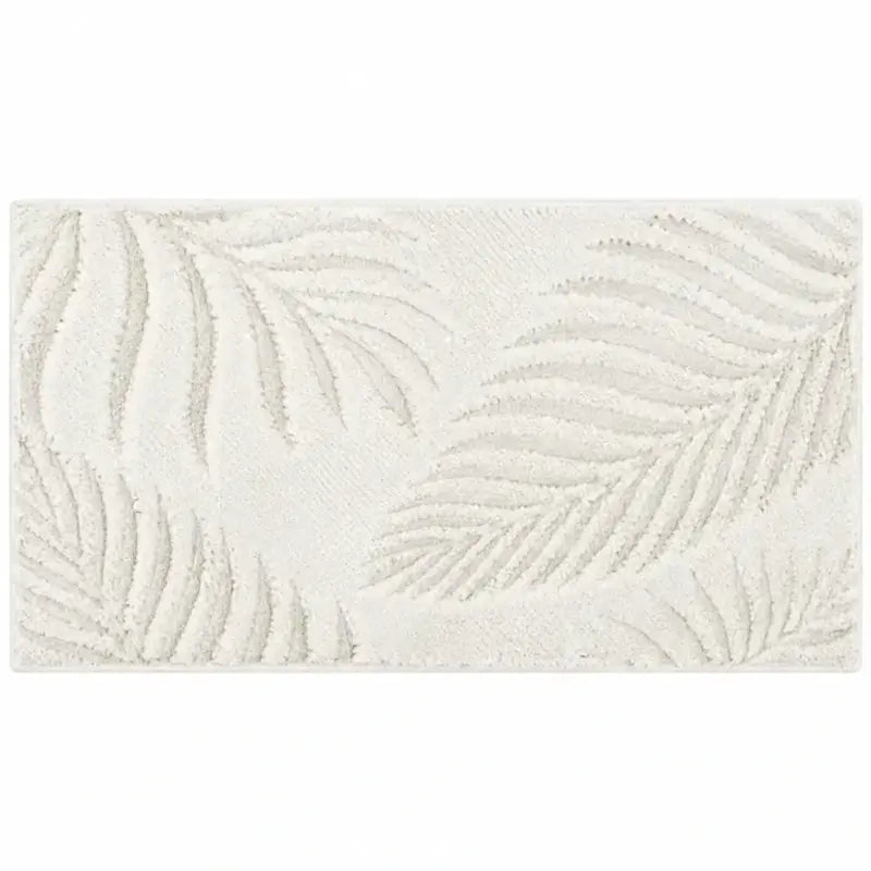 Badteppich Ferya in Natur – weiche Badematte mit Palmenmuster im Hoch-Tief-Effekt