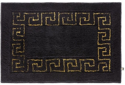Badteppich/Badezimmermatte Maßanfertigung, Mäander in Schwarz-Gold, ein luxuriöser und individueller Teppich.