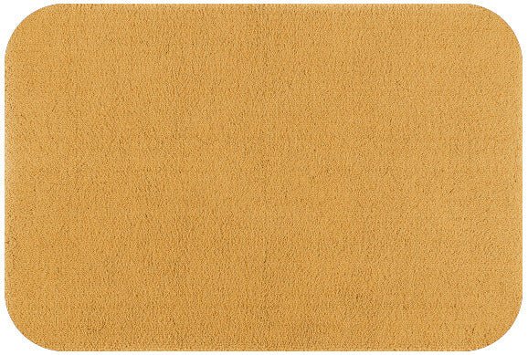 Badteppich/Badezimmerteppich Aspect mit abgerundeten Ecken von Rhomtuft in Gold, luxuriöser Teppich für ein elegantes Bad.