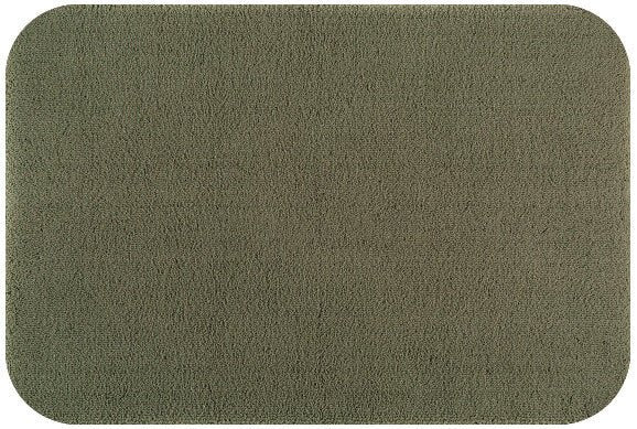 Badteppich/Badezimmerteppich Aspect mit abgerundeten Ecken von Rhomtuft in Olive, natürliche Farben für ein entspannendes Bad.