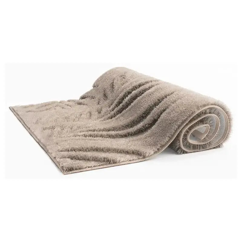 Badteppich Ferya in Beige – ausgefallenes Palmenmuster, weiche Badematte
