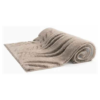 Badteppich Ferya in Beige – ausgefallenes Palmenmuster, weiche Badematte
