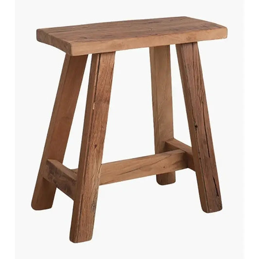 Kleiner Beistellhocker Farmwood von Raw Materials aus recyceltem Holz – rustikale Holzbank als Dekohocker und Ablage