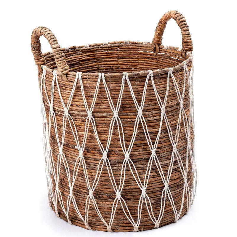 Boho-Korb "Gariau": Der Aufbewahrungskorb im Makramee-Look ist ein Pflanzkorb/Wäschekorb.