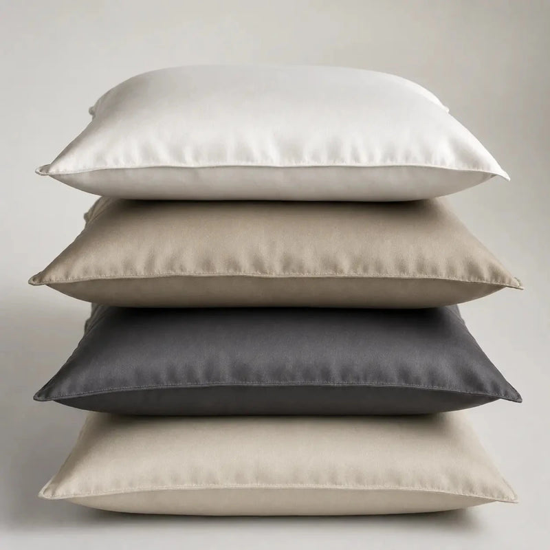 Edle Baumwollsatin Bettwäsche Bari von Evelyn Kahle – Kissenbezüge in Weiß, Khaki, Dunkelgrau und Ecru im Überblick