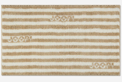 Hochwertiger Joop Badteppich Split mit weichem Flor und modernen Streifen in Naturtönen für stilvolle Badezimmer