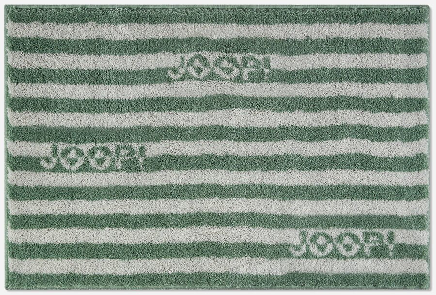 Gestreifter Badteppich Joop Split mit weichem Flor in Pinie Grün für ein modernes und elegantes Badezimmer