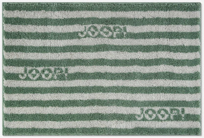 Gestreifter Badteppich Joop Split mit weichem Flor in Pinie Grün für ein modernes und elegantes Badezimmer