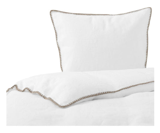 Passion for Linen Felice Hochwertige weiße Bettwäsche, Leinen-Baumwollsatin, Saum Sand: Hochwertige Bettwäsche für Ihr Schlafzimmer.