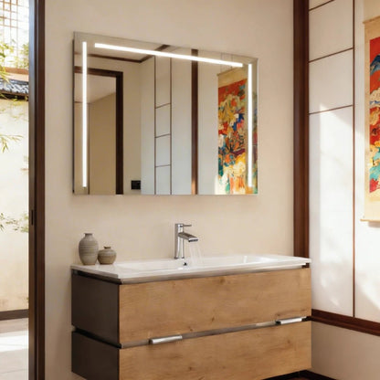 Imperia LED Badspiegel von Vogelsang mit drei sandgestrahlten Lichtauslässen und modernem Design für das Badezimmer