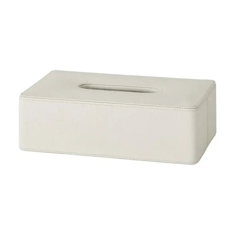 Kosmetiktuchbox aus Leder in Ivory – eleganter Kosmetiktuchhalter in hellem Creme-Ton als hochwertiges Badaccessoire für den Waschtisch