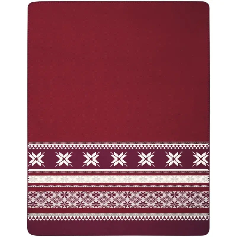 Kuscheldecke Nordic Knit in Rot-Weiß mit Schneeflockenmuster, 150 × 200 cm
