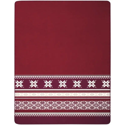 Kuscheldecke Nordic Knit in Rot-Weiß mit Schneeflockenmuster, 150 × 200 cm

