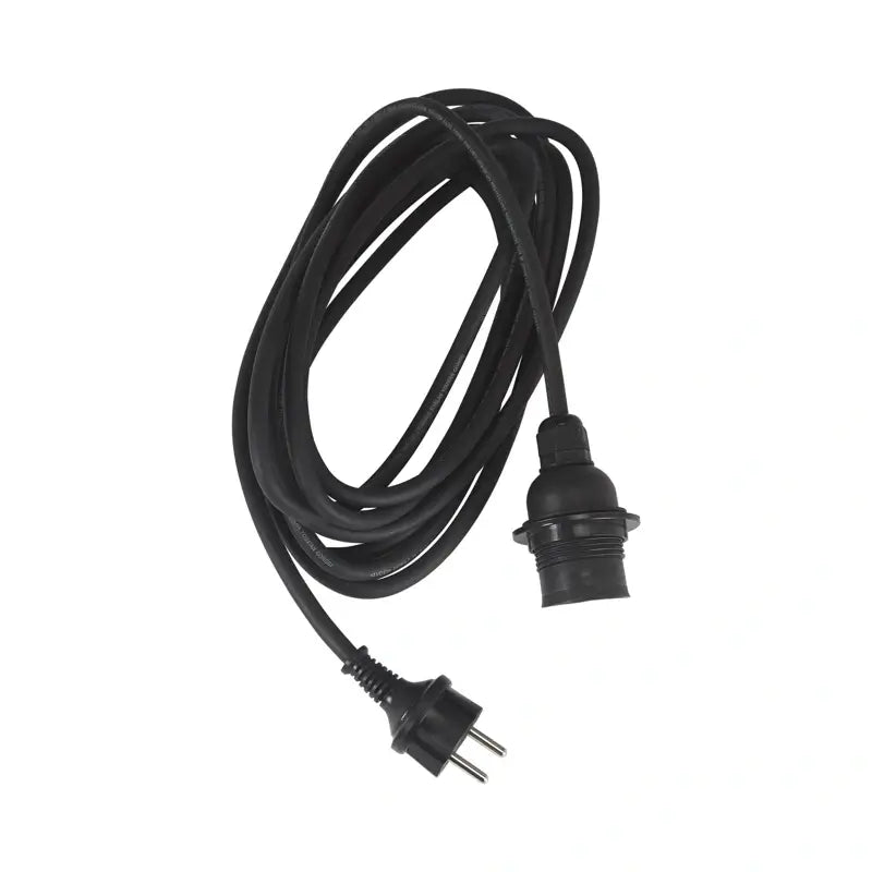 Lampenkabel mit Fassung und Stecker für außen, E27, 2,5 m Länge, schwarz, IP44, von Dawelba