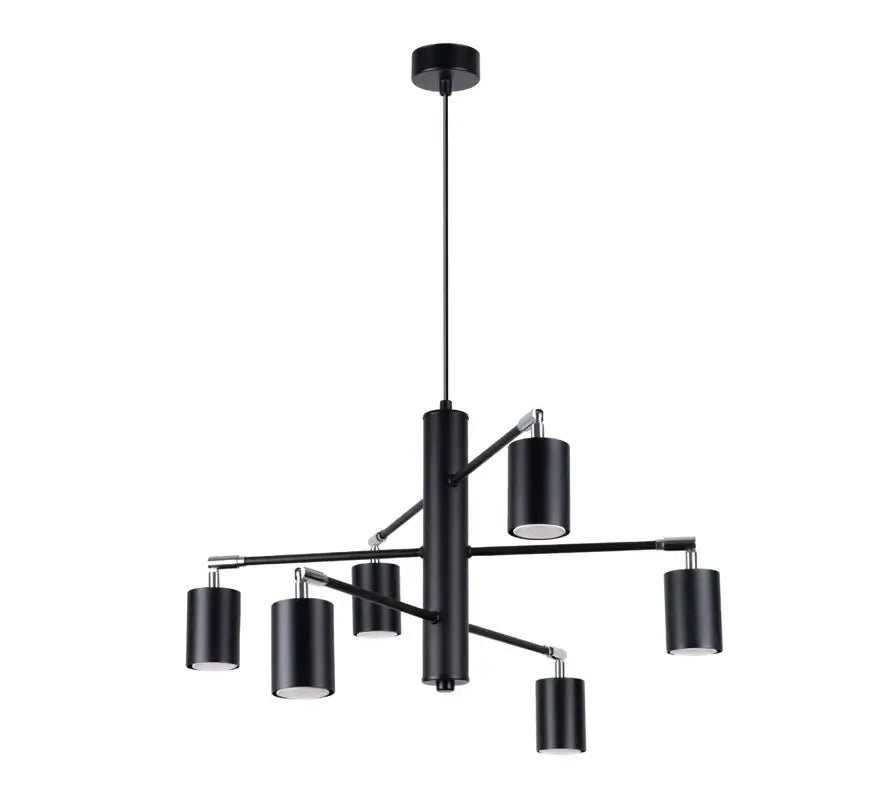 Minimalistische schwarze Hängelampe mit mehreren Armen, moderne Pendelleuchte im geometrischen Design