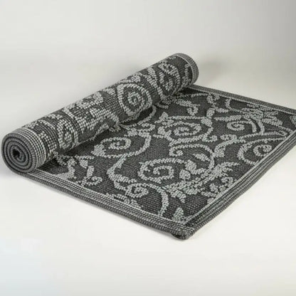 Dunkelgrauer Vintage-Badvorleger „Evelyn Kahle“ mit Paisley-Muster – weicher Teppich für Bad, Dusche oder Gäste-WC