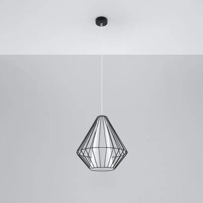 Konische Pendelleuchte DEMI aus schwarzem Stahlgitter – moderne Deckenlampe für Loft und Küche.