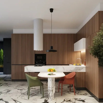 Schwarze Metall-Pendelleuchte Bilo über Esstisch, moderne Hängeleuchte für Esszimmer