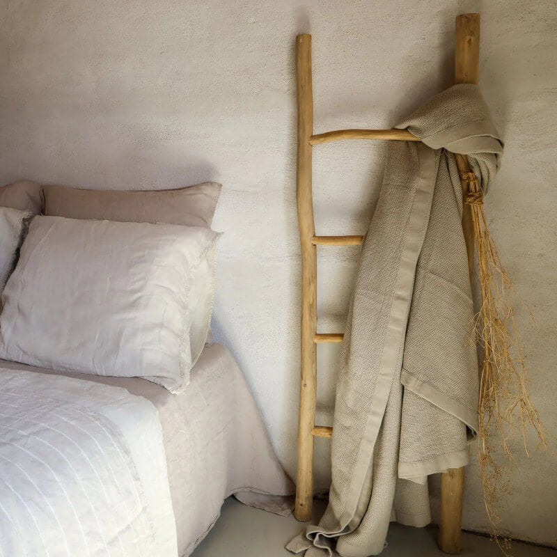 Beiges Plaid in Waffelmuster, Naturfarbe, als Wohndecke oder Überwurf, Corfu von Passion for Linen