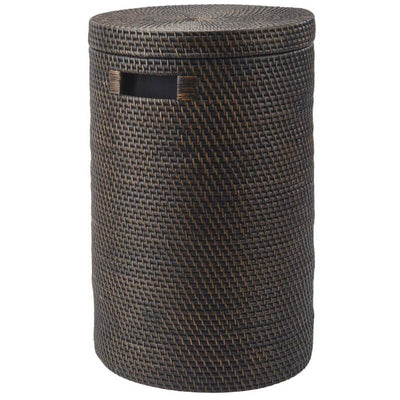Praktischer Rattan-Wäschekorb mit Deckel in Dunkelbraun Pecan aus der Cino-Serie