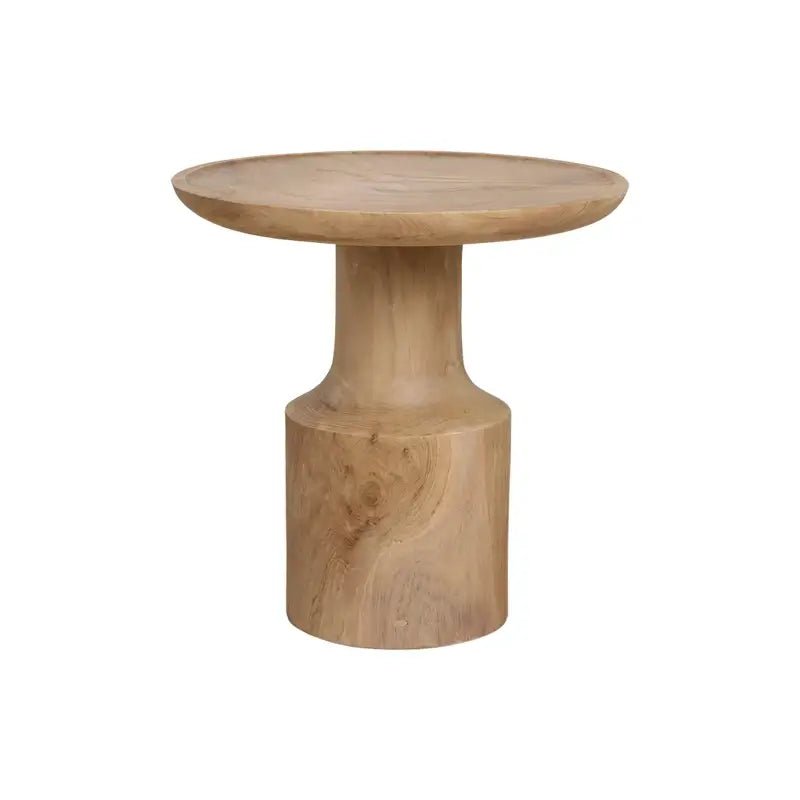 Runder Beistelltisch Holz Nero aus massivem Teak – modernes Design mit glatter Oberfläche und natürlicher Maserung