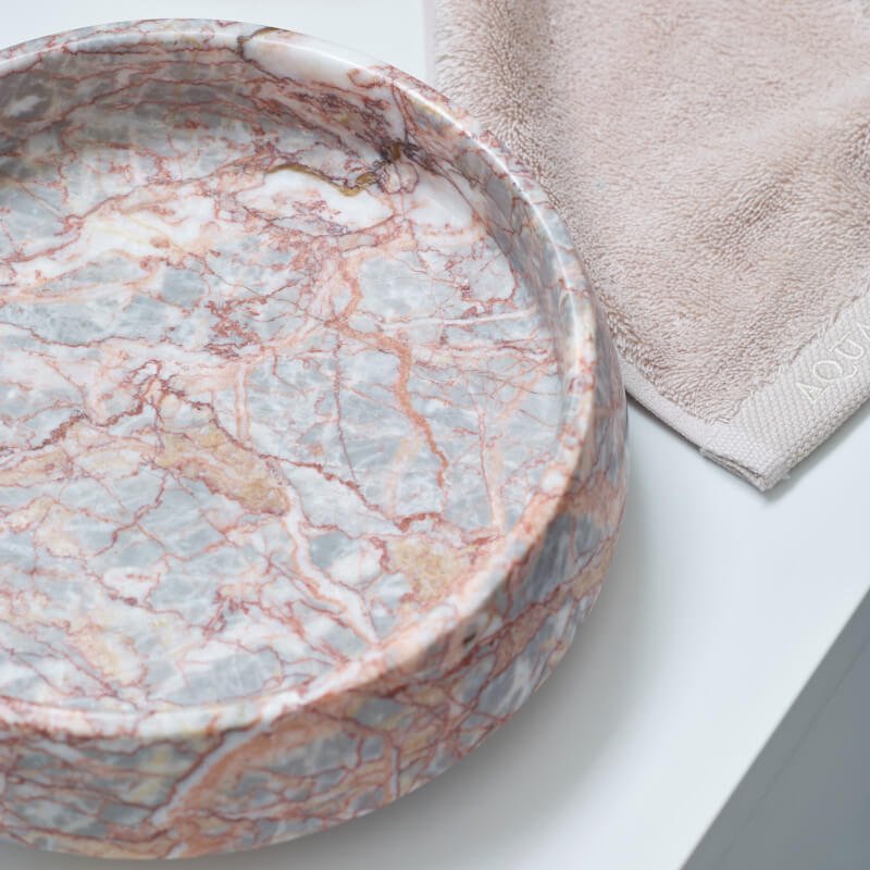 Dekoschale aus edlem Marmor in Almond, Creme und Beige, hochwertig, Orion