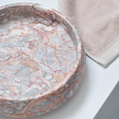Dekoschale aus edlem Marmor in Almond, Creme und Beige, hochwertig, Orion