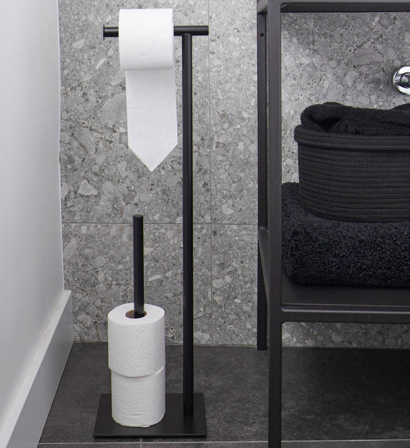 Aquanova Forte Schwarzer Toilettenpapierständer: Schwarzer Toilettenpapierhalter für Ihr Badezimmer.
