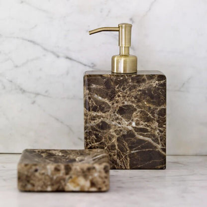 Brauner Marmor-Seifenspender von Aquanova Hammam: Exklusives Design und hochwertige Verarbeitung für Ihr Bad.