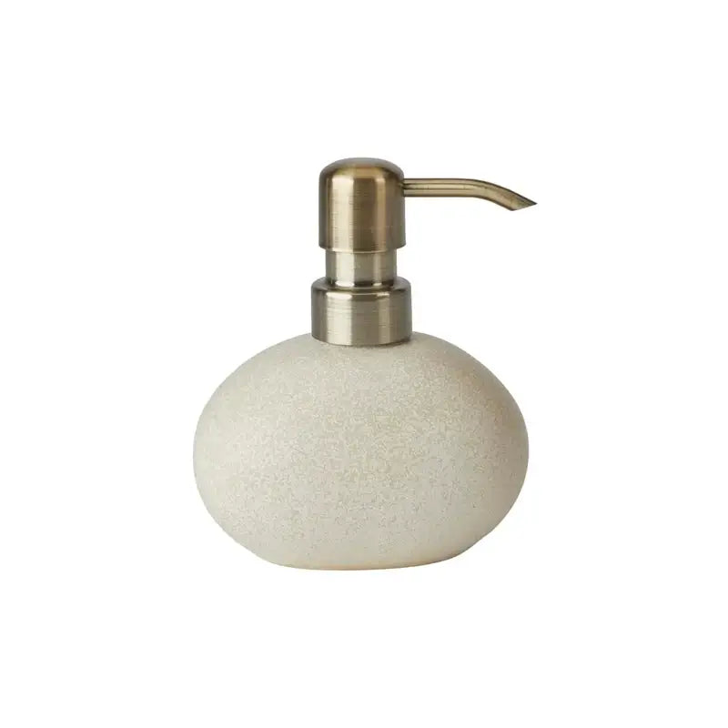 Kleiner Seifenspender Ugo von Aquanova in Sand – eleganter Flüssigseifenspender als modernes Badaccessoire für Waschbecken und Gäste-WC