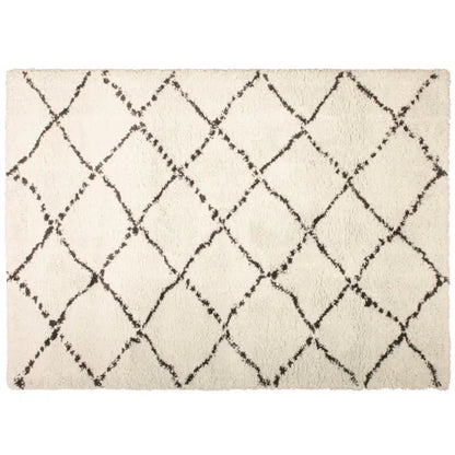 Pflegeleichter Kurzflor-Teppich Casablanca in Beige mit modernem Rautenmuster – zeitloser Wohnzimmer- und Wohnteppich
