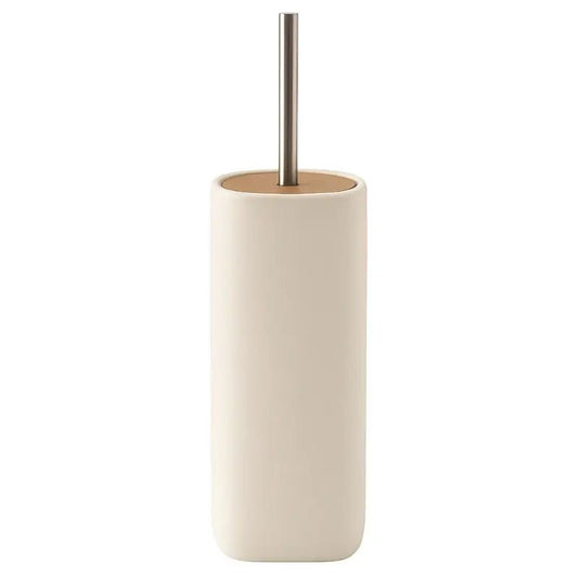Toilettenbürste Oscar aus Keramik und Holz in Offwhite – stilvolle WC-Bürste für ein modernes Badezimmer
