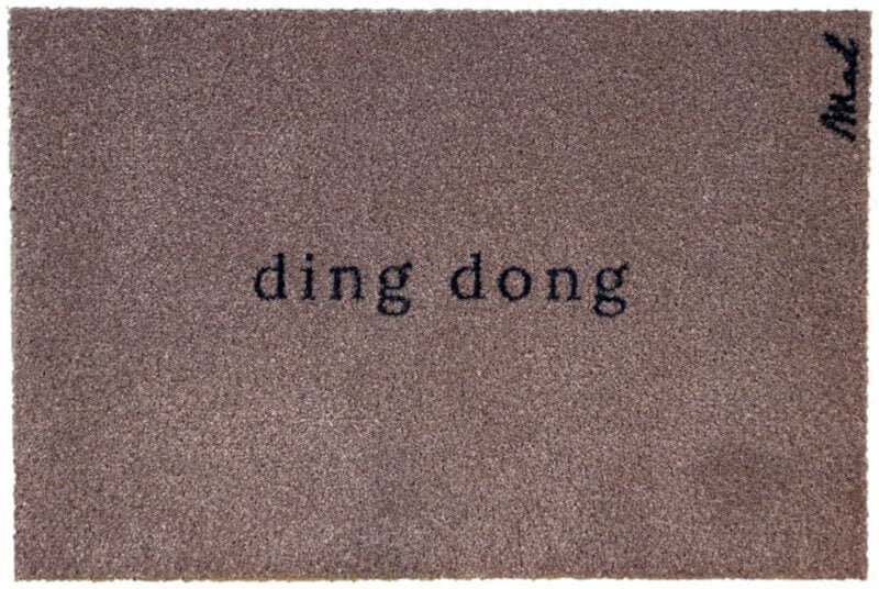 Türvorleger mit Schriftzug "Ding Dong", Fußmatte in Braun, Modell Anna von Mad About Mats.